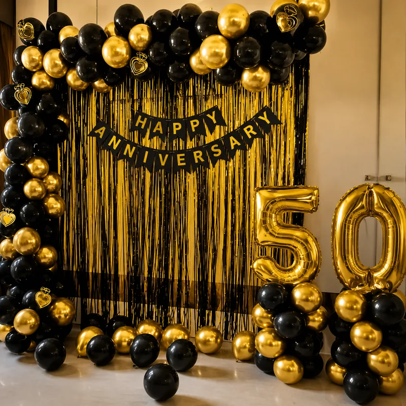 balloon decoration Black Gold Anniversary Decor