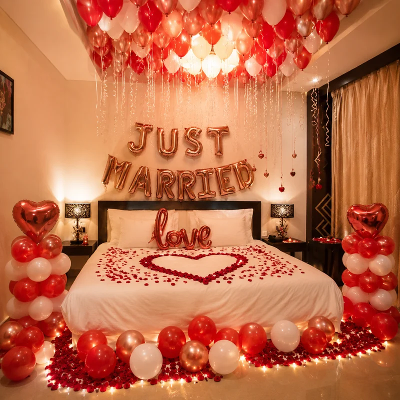 balloon decoration Just Married Decoration