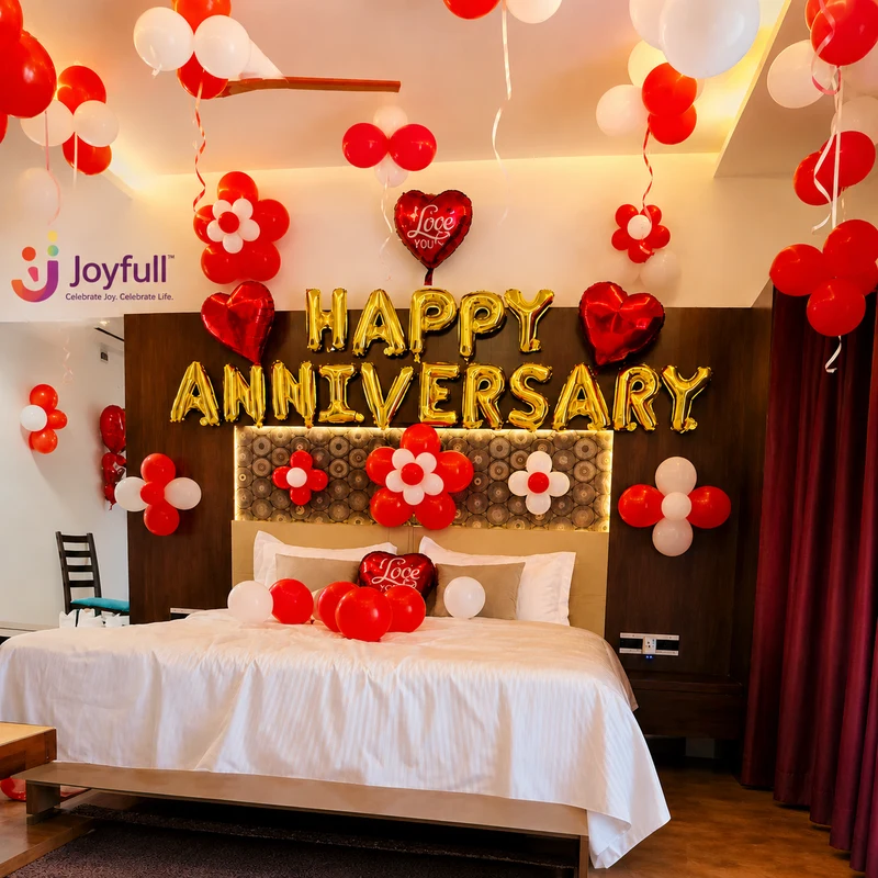 balloon decoration Red White Anniversary Decor