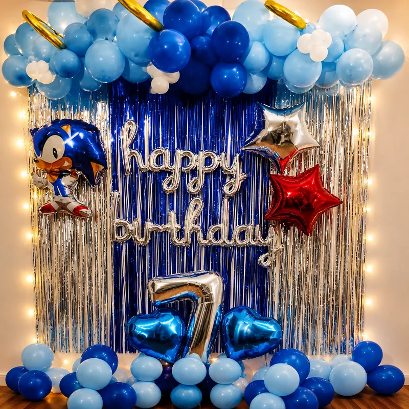 Blue Sonic Birthday Backdrop 3 Blue Sonic Birthday Backdrop