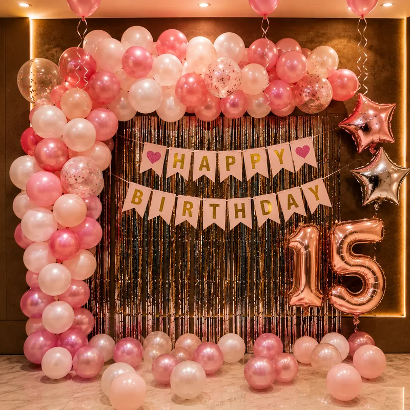 Blush Pink Birthday Decor 6 balloon decoration Blush Pink Birthday Decor