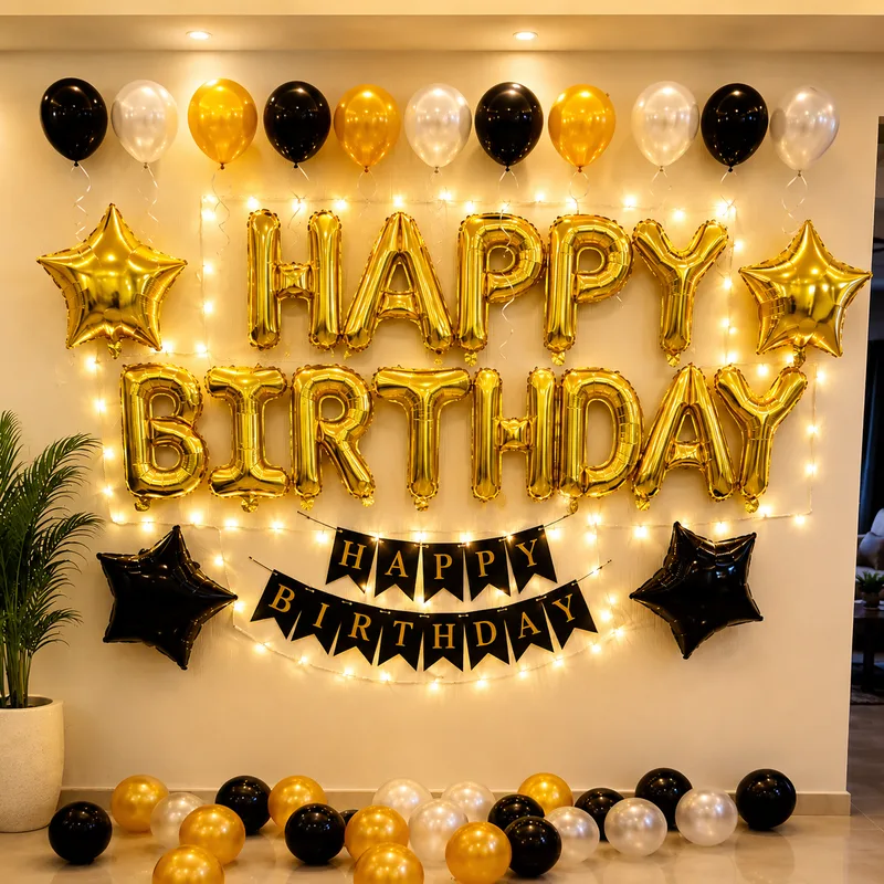 balloon decoration Golden Charm Birthday Decor