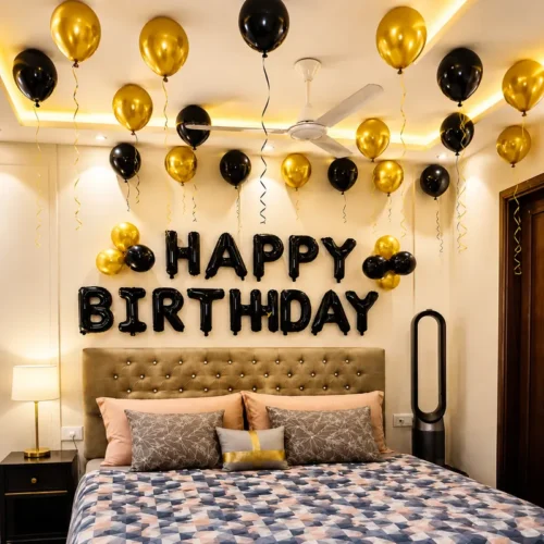 balloon decoration Midnight Gold Birthday Bliss