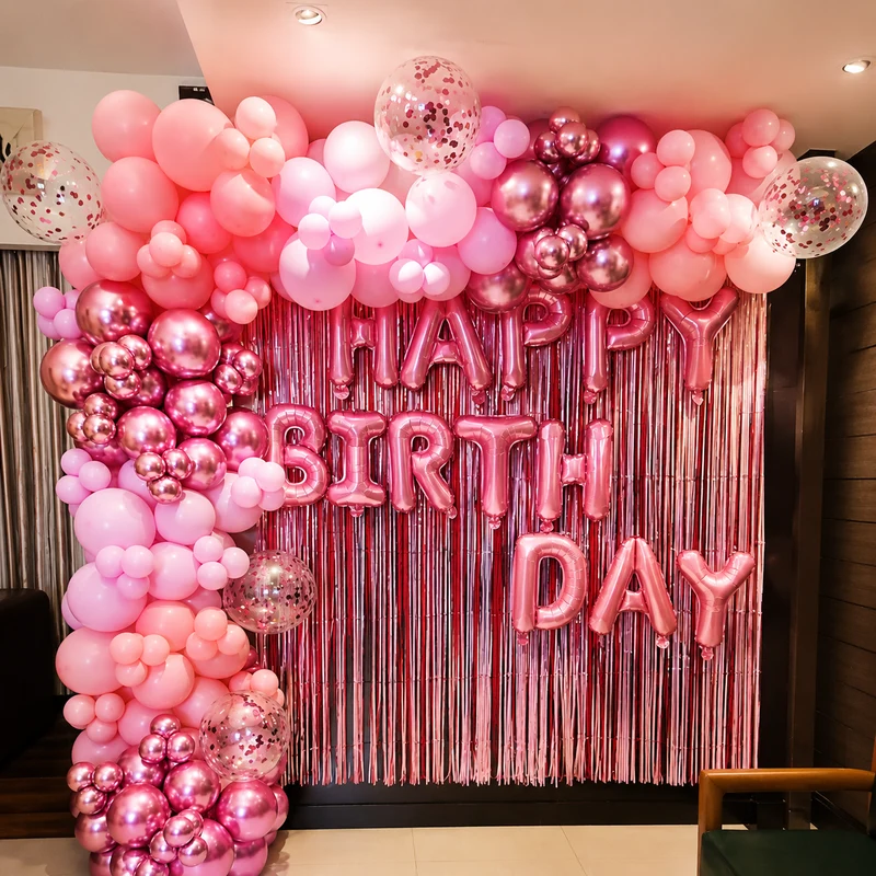 Pink Balloon Birthday Setup 3 Pink Balloon Birthday Setup