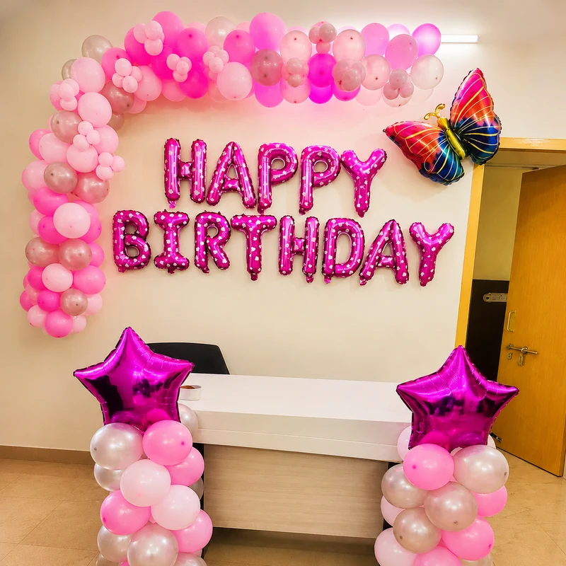 balloon decoration Pink Butterfly Birthday Decoration