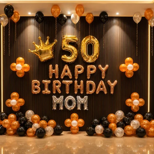 balloon decoration Queen Mom Birthday Setup