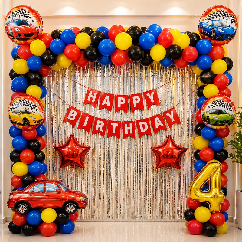 balloon decoration Racing Car Birthday Setup
