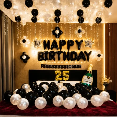 balloon decoration Black White Birthday Decor