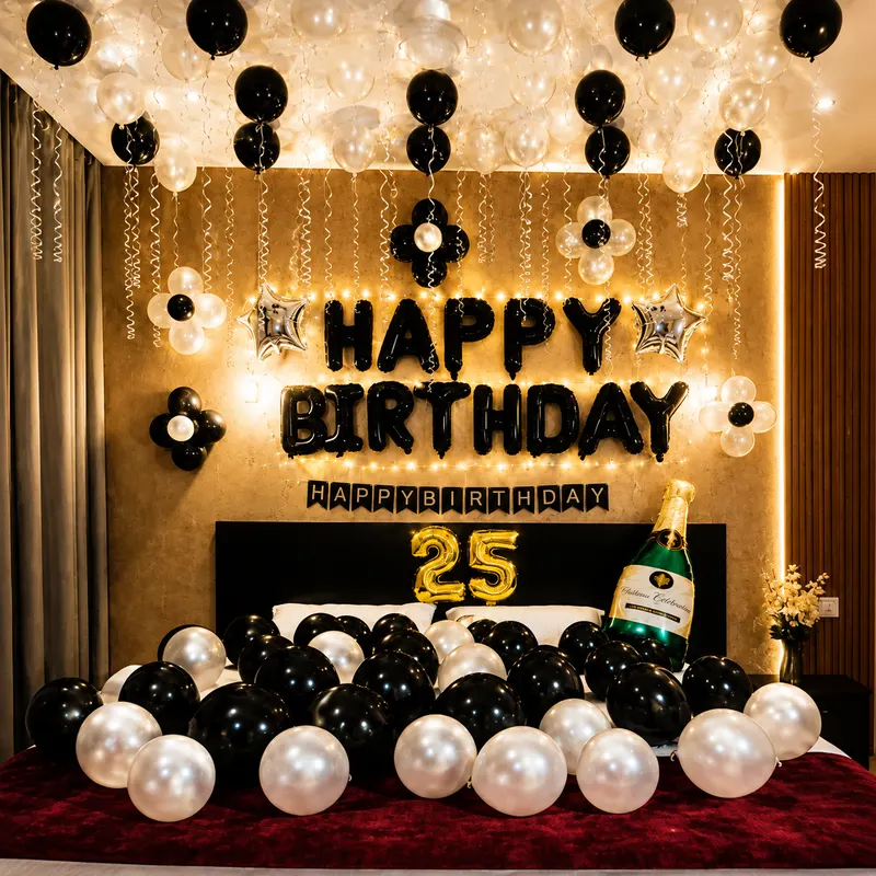 balloon decoration Black White Birthday Decor