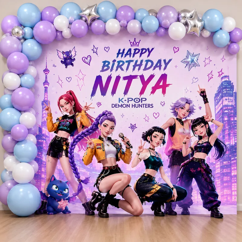 balloon decoration K Pop Demon Hunter Birthday Setup
