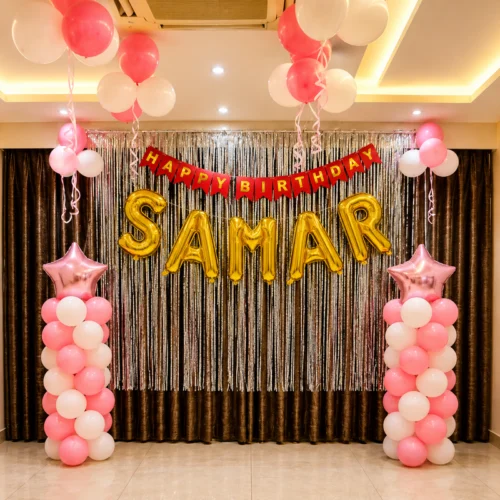 balloon decoration Pink Glow Birthday Decor