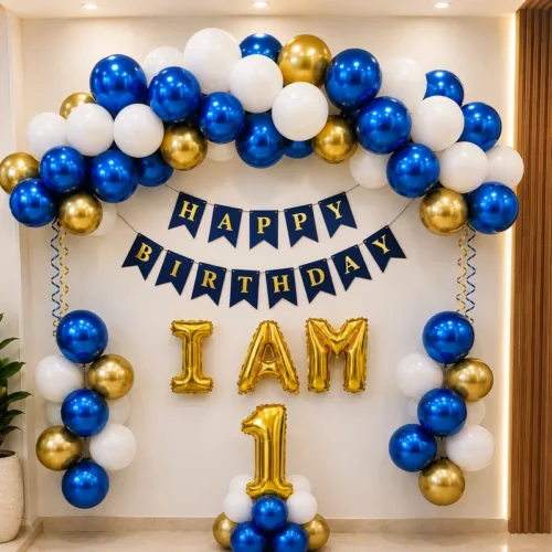 Royal Blue 1st Birthday 17 balloon decoration Royal Blue Birthday
