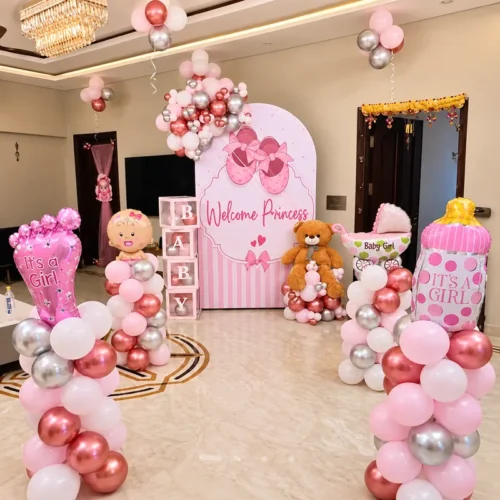 balloon decoration Baby Girl Balloon Decor Setup