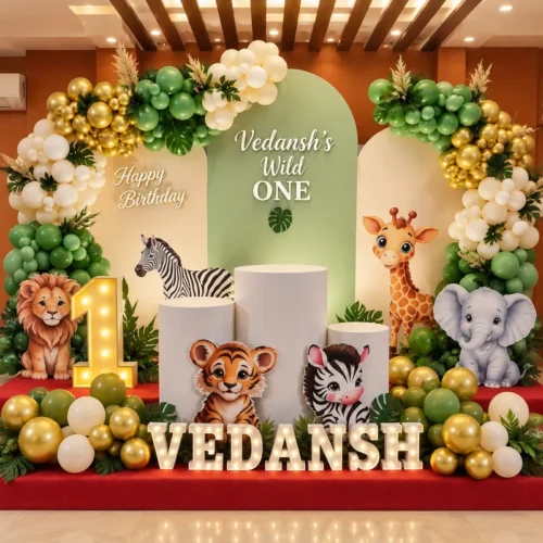 balloon decoration Jungle Theme 1st Birthday Decor