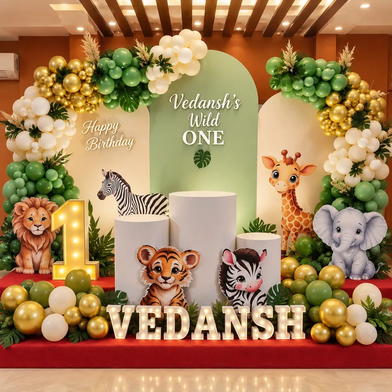 balloon decoration Jungle Theme 1st Birthday Decor
